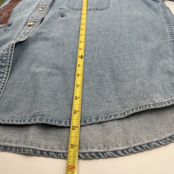 Vtg Women Denim Shirt XL Cats Kitties Handpainted Signed Grannycore  Artsy Boho - Picture 7 of 8